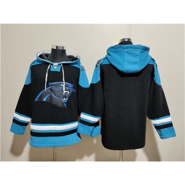 Carolina Panthers Blank Black Ageless Must-Have Lace-Up Pullover Hoodie