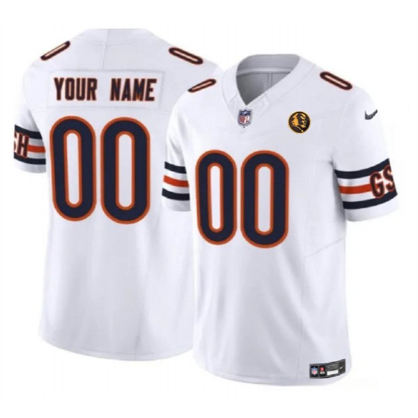 Chicago Bears Custom White 2023 F.U.S.E. With John Madden Patch Vapor Limited Stitched Jersey