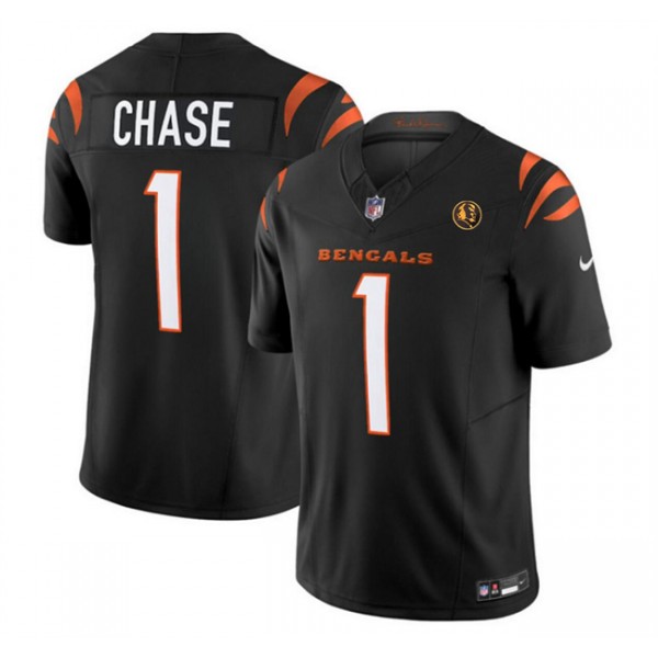 Cincinnati Bengals #1 Ja'Marr Chase Black 2023 F.U.S.E. With John Madden Patch Vapor Limited Stitched Jersey
