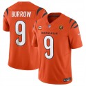 Cincinnati Bengals #9 Joe Burrow Orange 2023 F.U.S.E. With 4-Star C Patch And John Madden Patch Vapor Limited Stitched Jersey