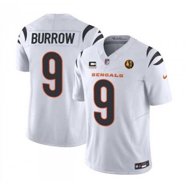 Cincinnati Bengals #9 Joe Burrow White 2023 F.U.S.E. With 4-Star C Patch And John Madden Patch Vapor Limited Stitched Jersey