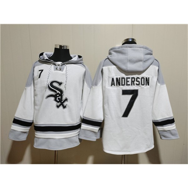 Chicago White Sox #7 Tim Anderson White Ageless Must-Have Lace-Up Pullover Hoodie