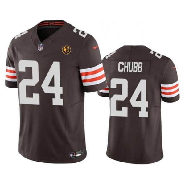 Cleveland Browns #24 Nick Chubb Brown 2023 F.U.S.E. With John Madden Patch Vapor Limited Stitched Jersey