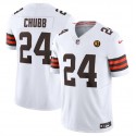 Cleveland Browns #24 Nick Chubb White 2023 F.U.S.E. With John Madden Patch Vapor Limited Stitched Jersey