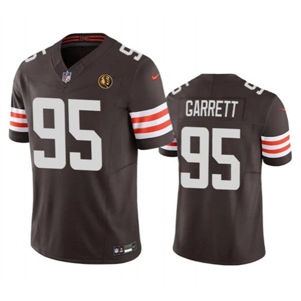 Cleveland Browns #95 Myles Garrett Brown 2023 F.U.S.E. With John Madden Patch Vapor Untouchable Limited Stitched Jersey