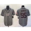 Cleveland Browns #95 Myles Garrett Gray With Patch Cool Base Stitched Jersey