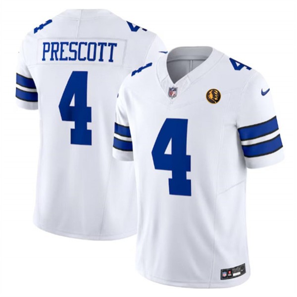 Dallas Cowboys #4 Dak Prescott White 2023 F.U.S.E. With John Madden Patch Vapor Limited Stitched Jersey