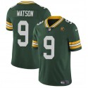 Green Bay Packers #9 Christian Watson Green With John Madden Patch Vapor Limited Throwback Stitched Jersey