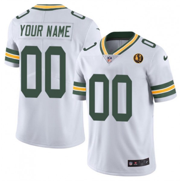 Green Bay Packers Custom White With John Madden Patch Vapor Limited Stitched Jersey