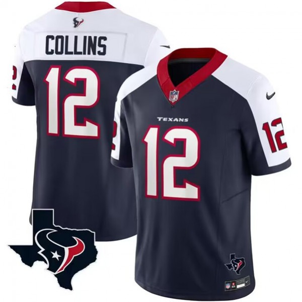 Houston Texans #12 Nico Collins White Navy 2023 F.U.S.E. Vapor Untouchable Limited Stitched Jersey