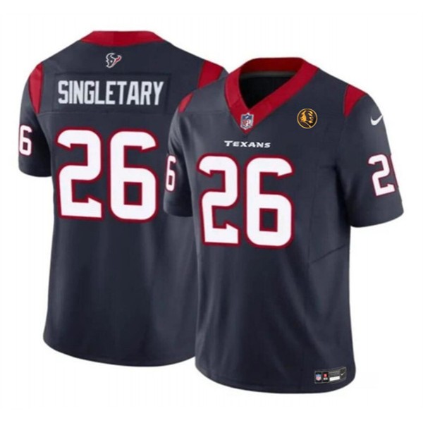 Houston Texans #26 Devin Singletary Navy 2023 F.U.S.E. With John Madden Patch Vapor Limited Stitched Jersey