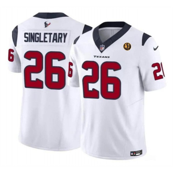 Houston Texans #26 Devin Singletary White 2023 F.U.S.E. With John Madden Patch Vapor Limited Stitched Jersey
