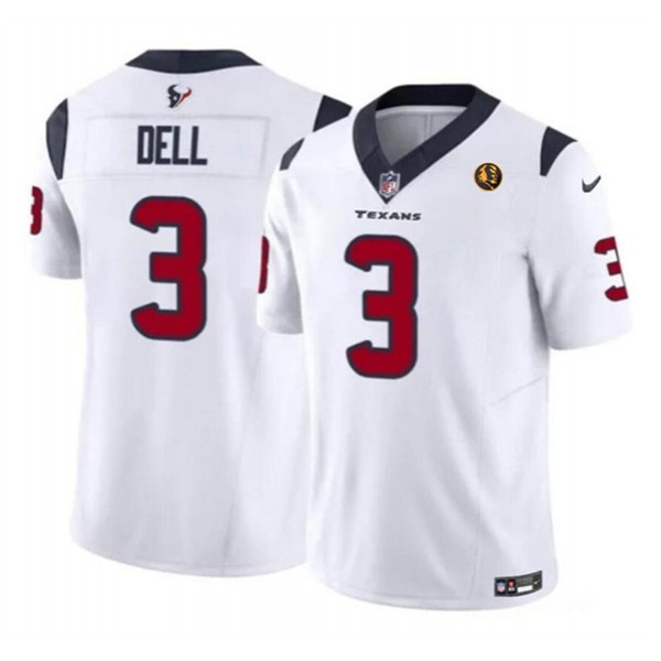 Houston Texans #3 Tank Dell White 2023 F.U.S.E. With John Madden Patch Vapor Limited Stitched Jersey
