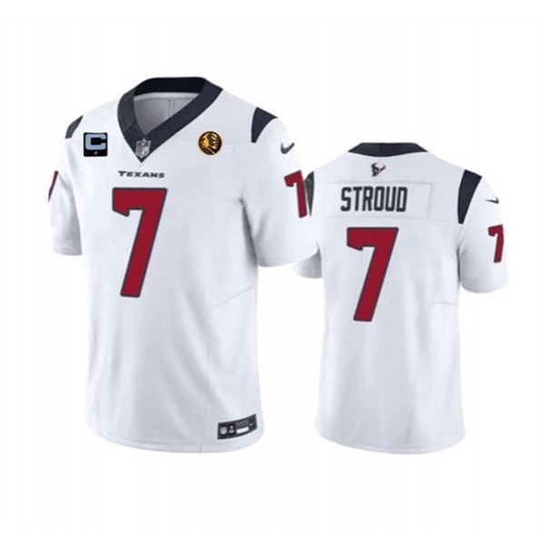 Houston Texans #7 C.J. Stroud White 2023 F.U.S.E. With 1-Star C Patch John Madden Patch Vapor Limited Stitched Jersey