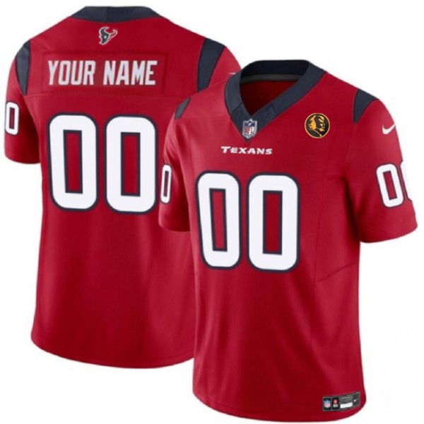 Houston Texans Custom Red 2023 F.U.S.E. With John Madden Patch Vapor Limited Stitched Jersey