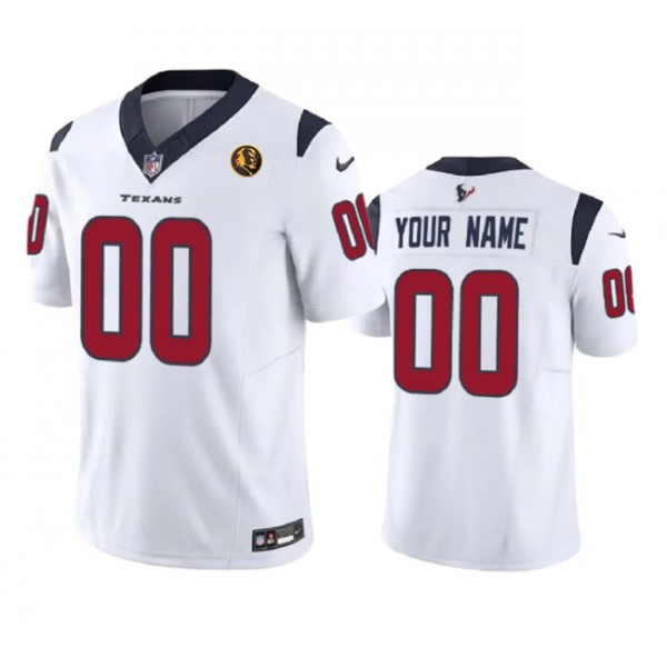 Houston Texans Custom White 2023 F.U.S.E. With John Madden Patch Vapor Limited Stitched Jersey
