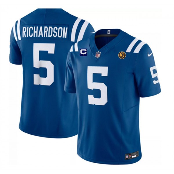 Indianapolis Colts #5 Anthony Richardson Blue 2023 F.U.S.E. 1-Star C Patch And With John Madden Patch Vapor Limited Stitched Jersey