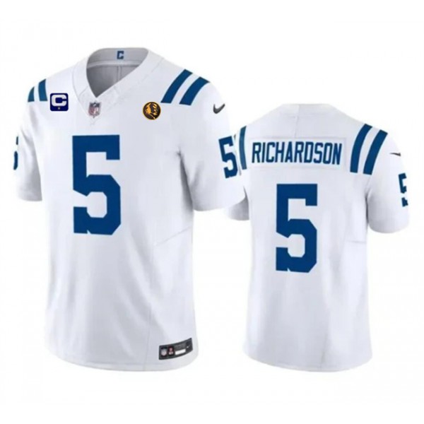Indianapolis Colts #5 Anthony Richardson White 2023 F.U.S.E. 1-Star C Patch And With John Madden Patch Vapor Limited Stitched Jersey