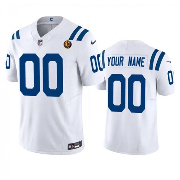 Indianapolis Colts Custom White 2023 F.U.S.E. With John Madden Patch Vapor Limited Stitched Jersey