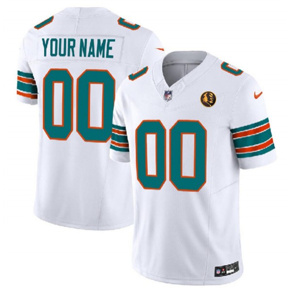 Miami Dolphins Custom White 2023 F.U.S.E. Alternate With John Madden Patch Vapor Limited Stitched Jersey
