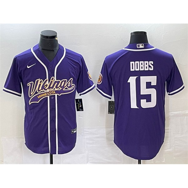 Minnesota Vikings #15 Josh Dobbs Purple Cool Base Stitched Jersey