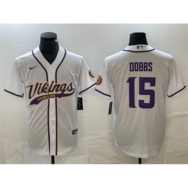 Minnesota Vikings #15 Josh Dobbs White Cool Base Stitched Jersey