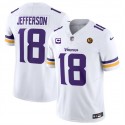 Minnesota Vikings #18 Justin Jefferson White 2023 F.U.S.E. With 1-Star C Patch And John Madden Patch Vapor Limited Stitched Jersey