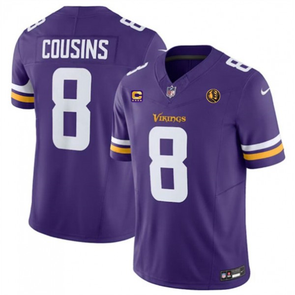 Minnesota Vikings #8 Kirk Cousins Purple 2023 F.U.S.E. With 4-Star C Patch And John Madden Patch Vapor Limited Stitched Jersey