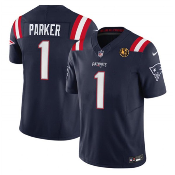 New England Patriots #1 DeVante Parker Navy 2023 F.U.S.E. With John Madden Patch Vapor Limited Stitched Jersey