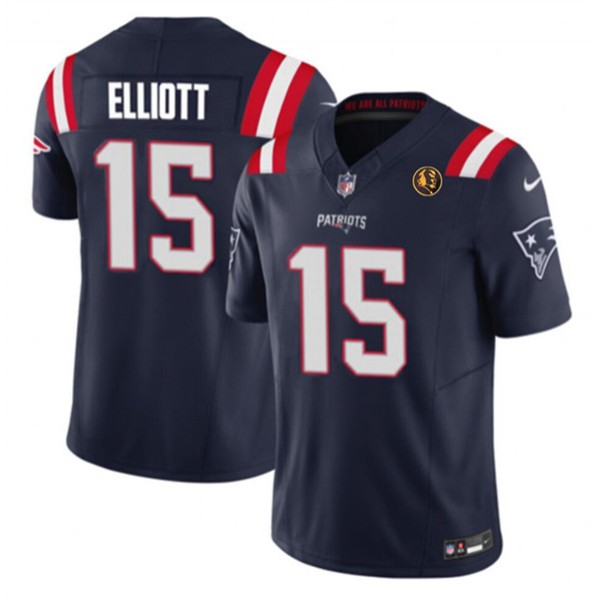 New England Patriots #15 Ezekiel Elliott Navy 2023 F.U.S.E. With John Madden Patch Vapor Limited Stitched Jersey