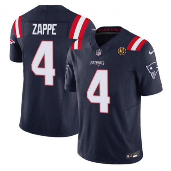 New England Patriots #4 Bailey Zappe Navy 2023 F.U.S.E. With John Madden Patch Vapor Limited Stitched Jersey