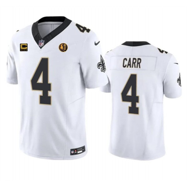New Orleans Saints #4 Derek Carr White 2023 F.U.S.E. With 4-Star C Patch And John Madden Patch Vapor Limited Stitched Jersey
