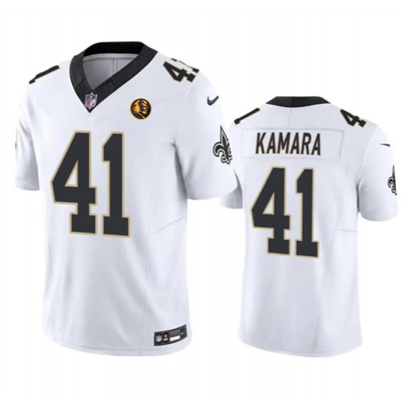 New Orleans Saints #41 Alvin Kamara White 2023 F.U.S.E. With John Madden Patch Vapor Limited Stitched Jersey