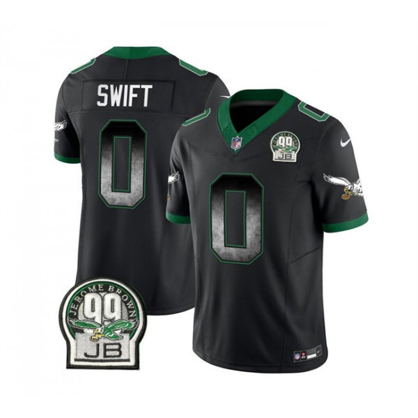 Philadelphia Eagles #0 D'Andre Swift Black 2023 F.U.S.E. Throwback Vapor Untouchable Limited Stitched Jersey