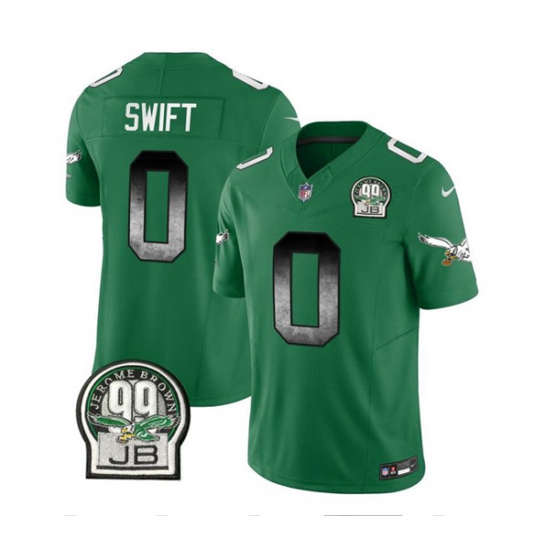 Philadelphia Eagles #0 D'Andre Swift Green 2023 F.U.S.E. Throwback Vapor Untouchable Limited Stitched Jersey