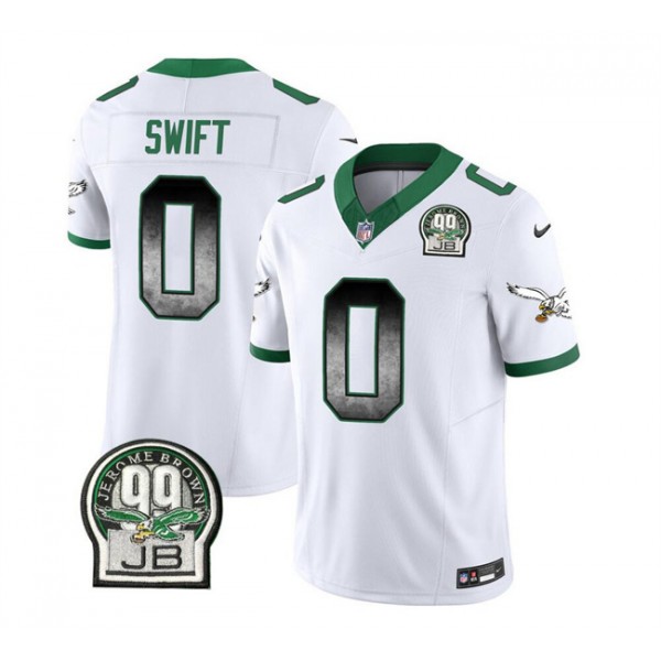 Philadelphia Eagles #0 D'Andre Swift White 2023 F.U.S.E. Throwback Vapor Untouchable Limited Stitched Jersey