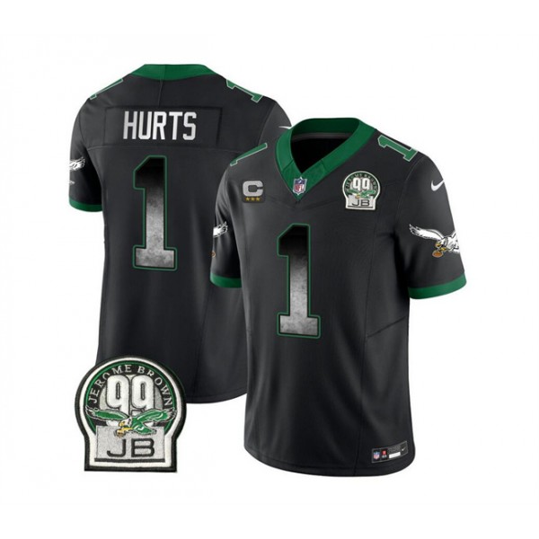 Philadelphia Eagles #1 Jalen Hurts Black 2023 F.U.S.E. With 3-Star C Patch Throwback Vapor Untouchable Limited Stitched Jersey