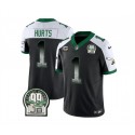 Philadelphia Eagles #1 Jalen Hurts Black White 2023 F.U.S.E. With 3-Star C Patch Throwback Vapor Untouchable Limited Stitched Jersey