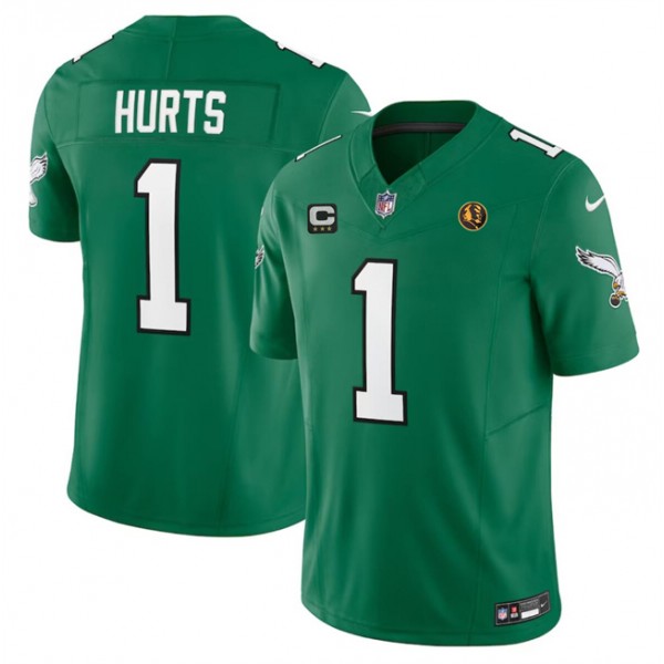 Philadelphia Eagles #1 Jalen Hurts Green 2023 F.U.S.E. Throwback With 3-Star C Patch And John Madden Patch Vapor Limited Stitched Jersey