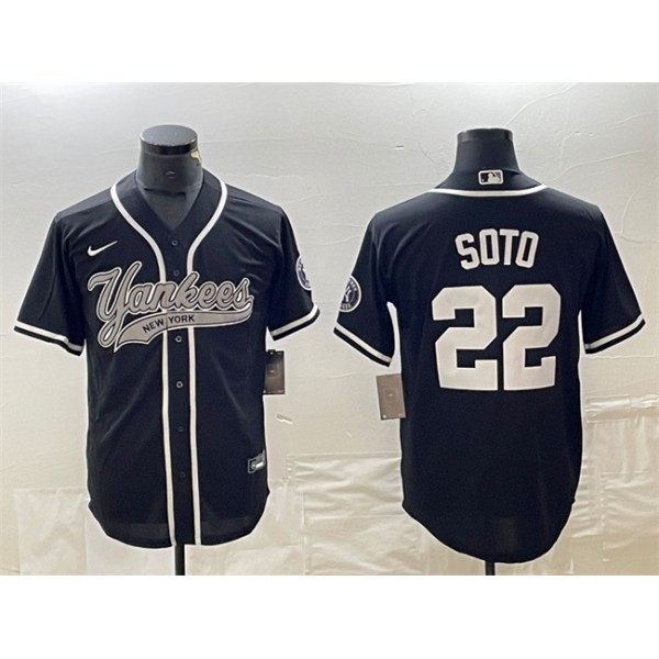 New York Yankees #22 Juan Soto Black Cool Base Stitched Jersey