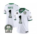 Philadelphia Eagles #1 Jalen Hurts White 2023 F.U.S.E. With 3-Star C Patch Throwback Vapor Untouchable Limited Stitched Jersey