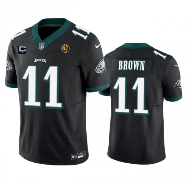 Philadelphia Eagles #11 A. J. Brown Black 2023 F.U.S.E. With 1-Star C Patch And John Madden Patch Vapor Limited Stitched Jersey