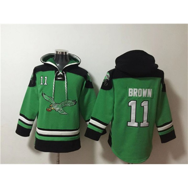 Philadelphia Eagles #11 A. J. Brown Green Ageless Must-Have Lace-Up Pullover Hoodie