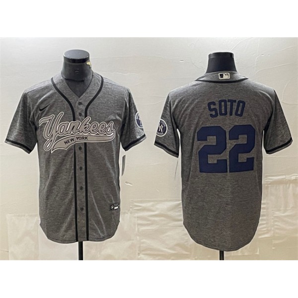 New York Yankees #22 Juan Soto Gray Cool Base Stitched Jersey