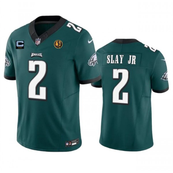 Philadelphia Eagles #2 Darius Slay JR Green 2023 F.U.S.E. With 2-Star C Patch And John Madden Patch Vapor Limited Stitched Jersey