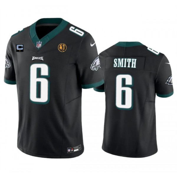 Philadelphia Eagles #6 DeVonta Smith Black 2023 F.U.S.E. With 1-Star C Patch And John Madden Patch Vapor Limited Stitched Jersey