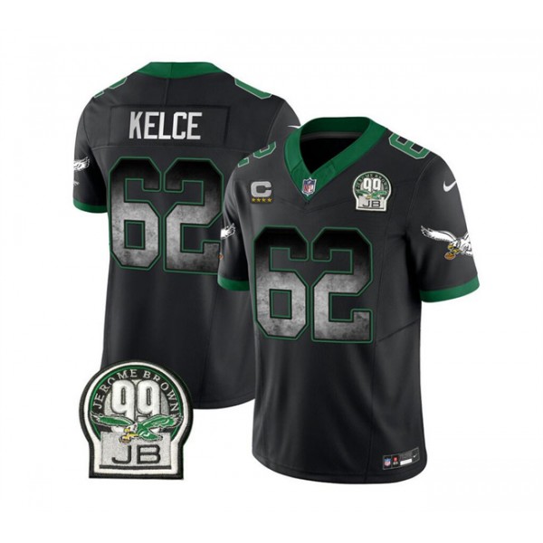 Philadelphia Eagles #62 Jason Kelce Black 2023 F.U.S.E. With 4-Star C Patch Throwback Vapor Untouchable Limited Stitched Jersey