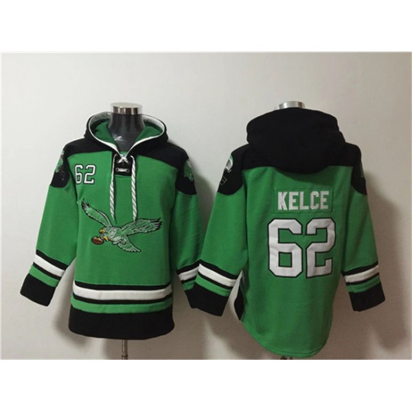 Philadelphia Eagles #62 Jason Kelce Green Ageless Must-Have Lace-Up Pullover Hoodie