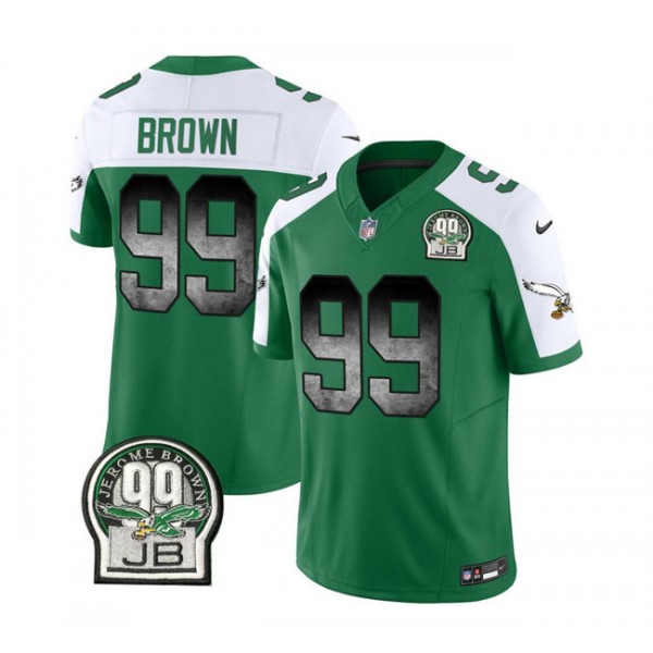 Philadelphia Eagles #99 Jerome Brown Green White 2023 F.U.S.E. Throwback Vapor Untouchable Limited Stitched Jersey