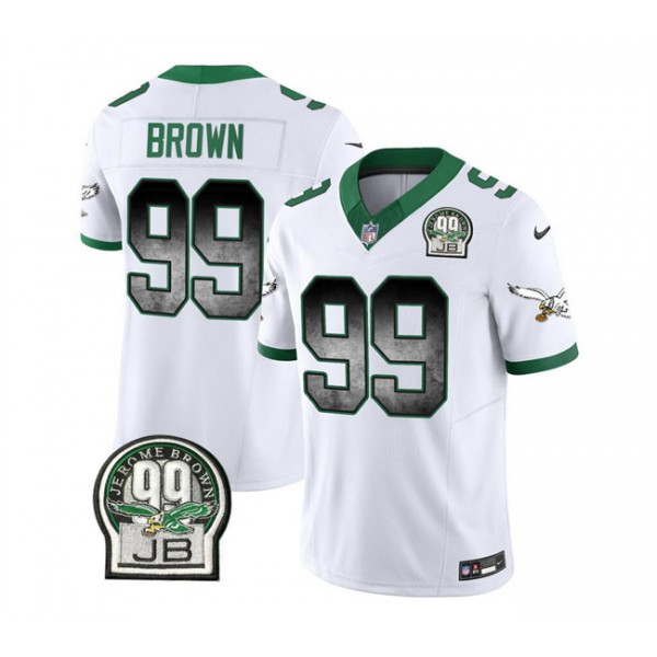 Philadelphia Eagles #99 Jerome Brown White 2023 F.U.S.E. Throwback Vapor Untouchable Limited Stitched Jersey